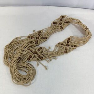 🍌Elegant Tan Macramé  beaded tie Belt